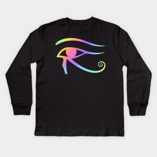 Eye of Horus. Rainbow Holographic colors Kids Long Sleeve T-Shirt